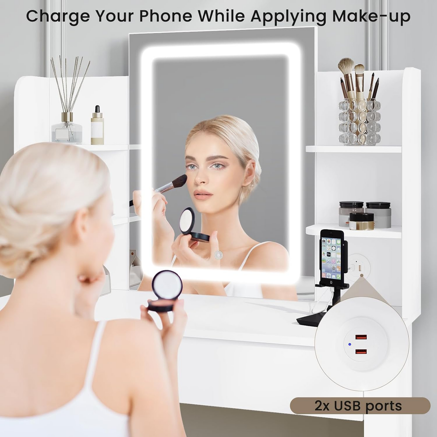Vanity Dressing Table with LED Mirror
