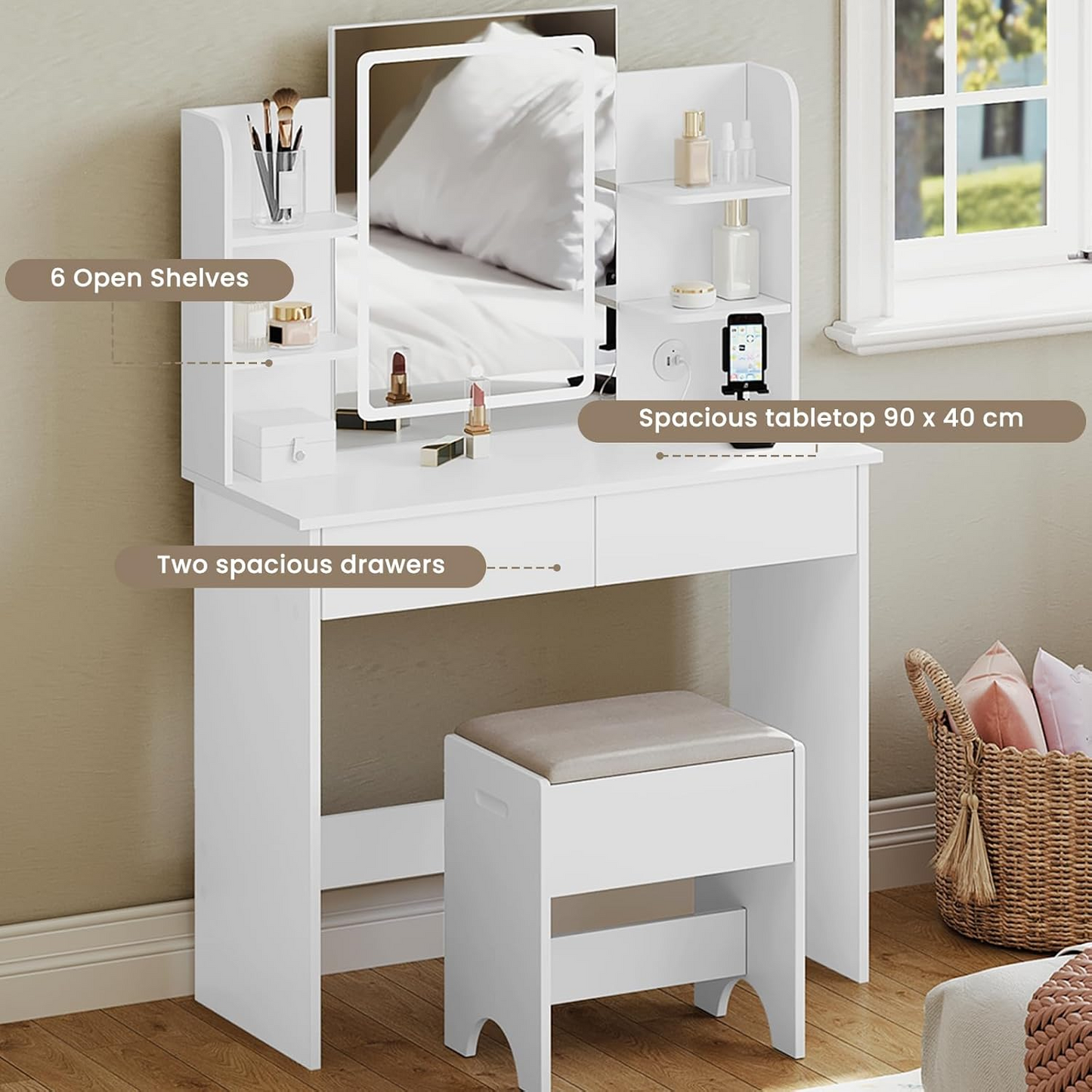 Vanity Dressing Table with LED Mirror