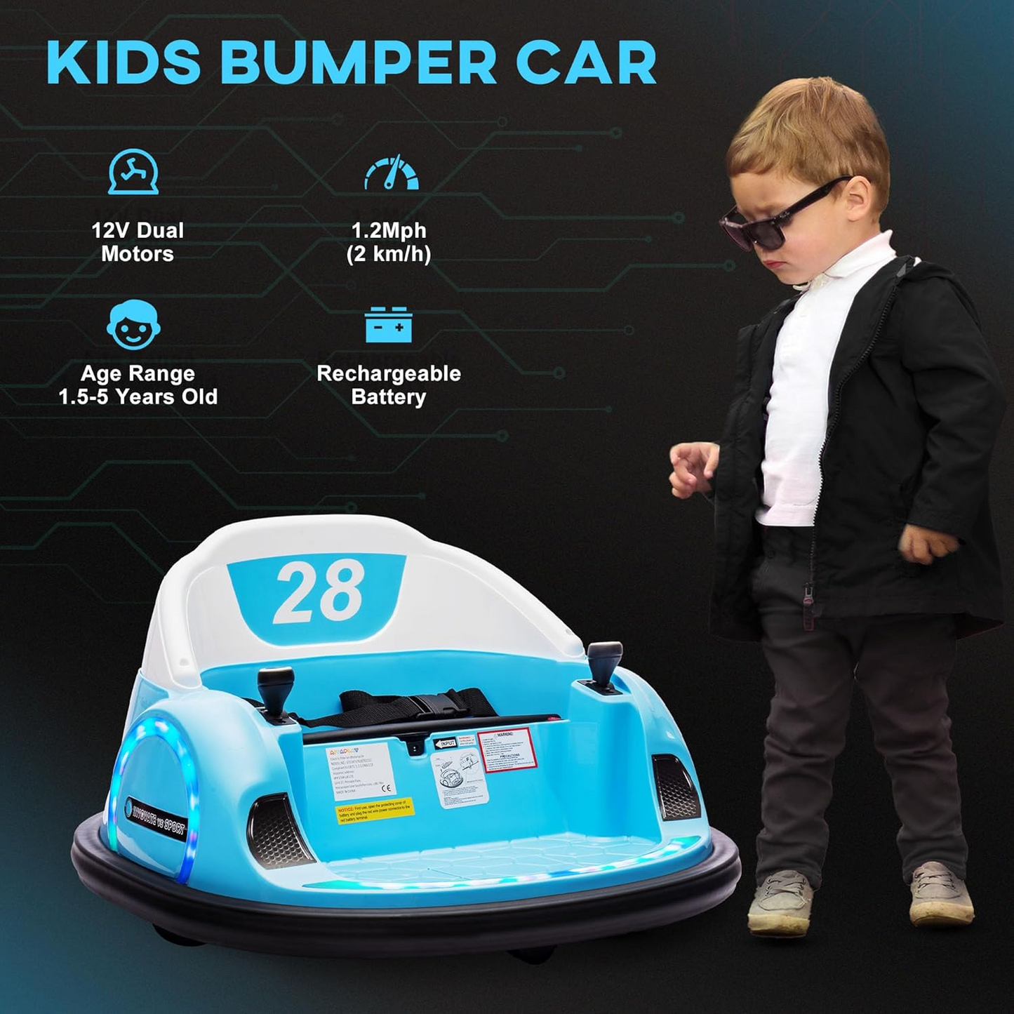 360 Degrees Rotation 12V Kids Bumper Car with Remote Control