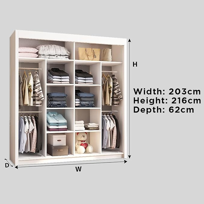 LISBON Modern 2 & 3 Mirror Sliding Door Wardrobe