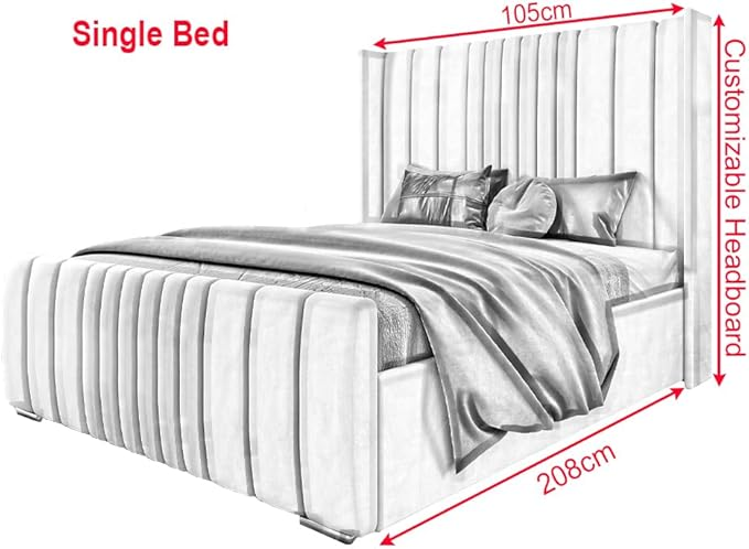 6FT Super King Ottoman Bed Frame with Velvet Winged Headboard