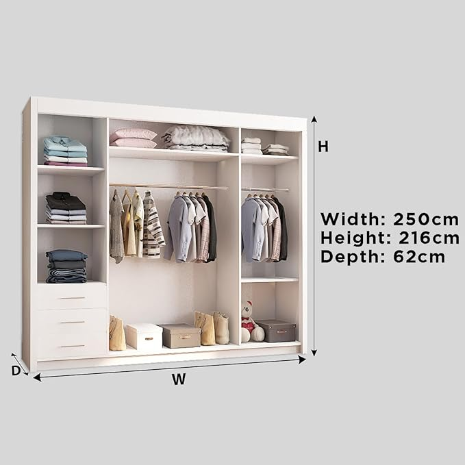 LISBON Modern 2 & 3 Mirror Sliding Door Wardrobe