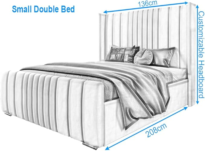 6FT Super King Ottoman Bed Frame with Velvet Winged Headboard