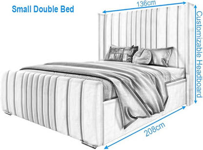 6FT Super King Ottoman Bed Frame with Velvet Winged Headboard