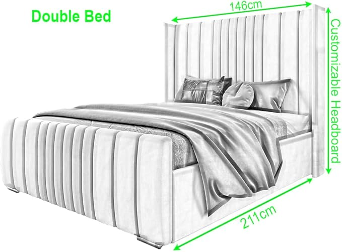 6FT Super King Ottoman Bed Frame with Velvet Winged Headboard