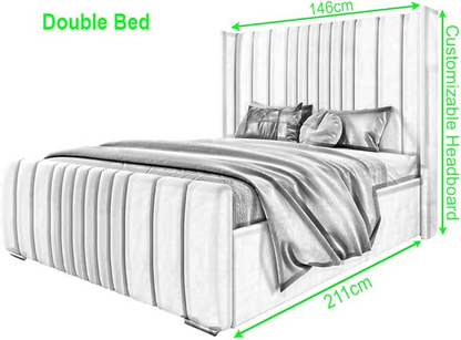 6FT Super King Ottoman Bed Frame with Velvet Winged Headboard