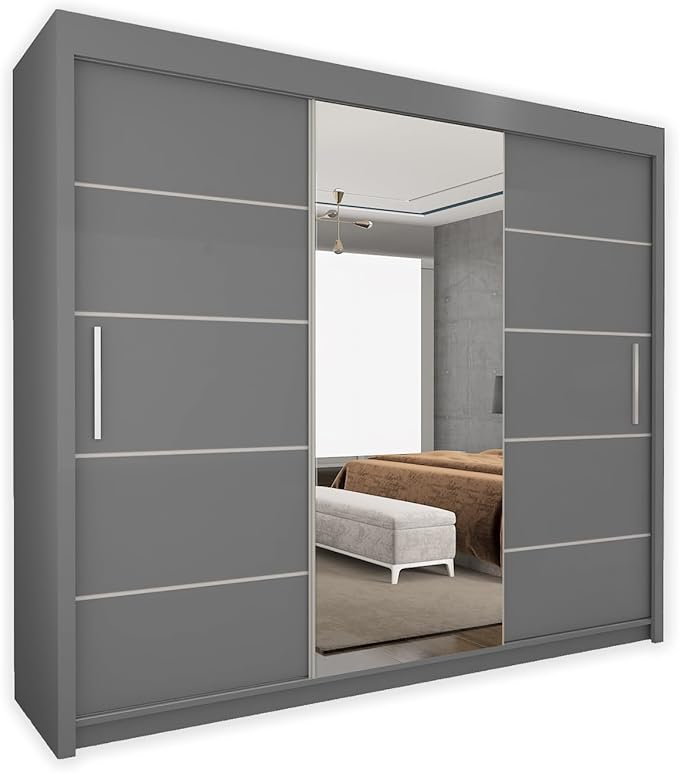LISBON Modern 2 & 3 Mirror Sliding Door Wardrobe