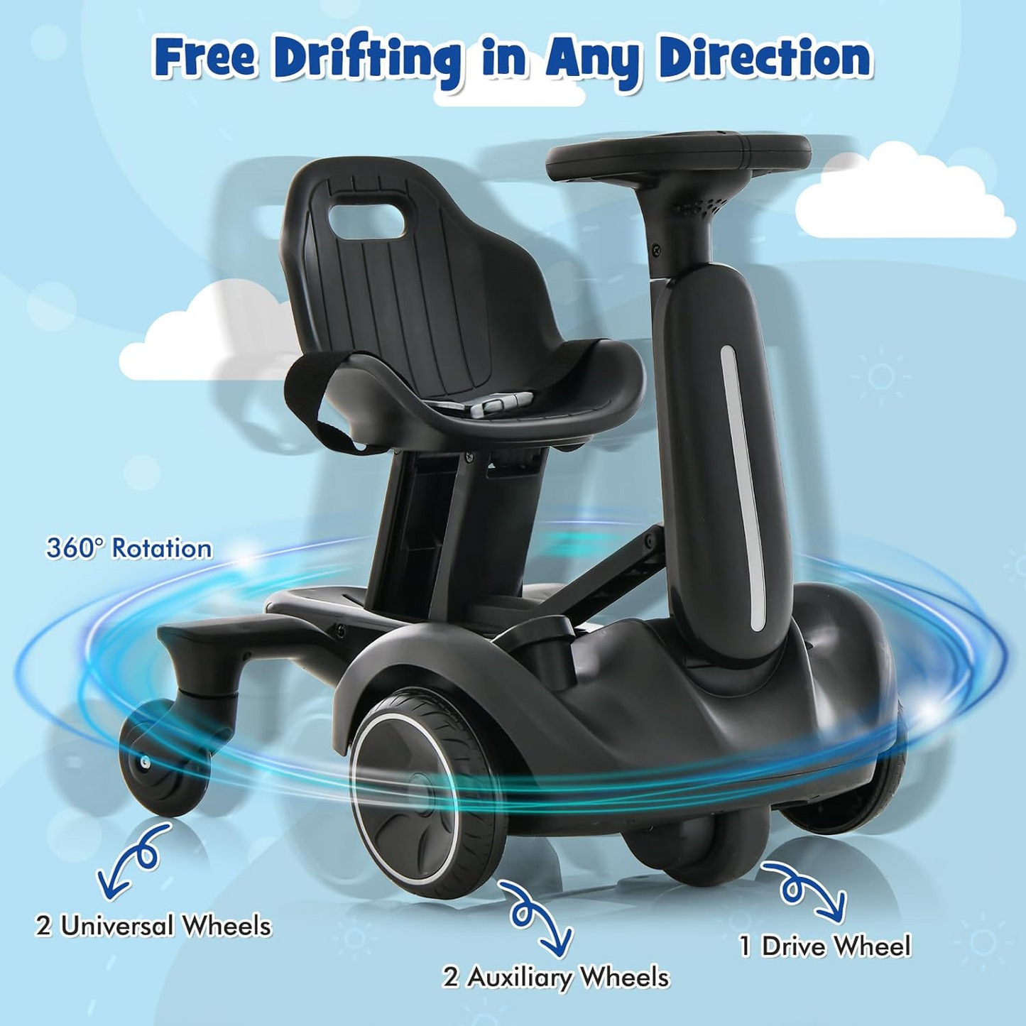 Kids Electric Drift Car with 360° Spin