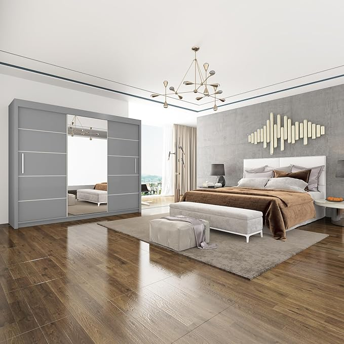 LISBON Modern 2 & 3 Mirror Sliding Door Wardrobe