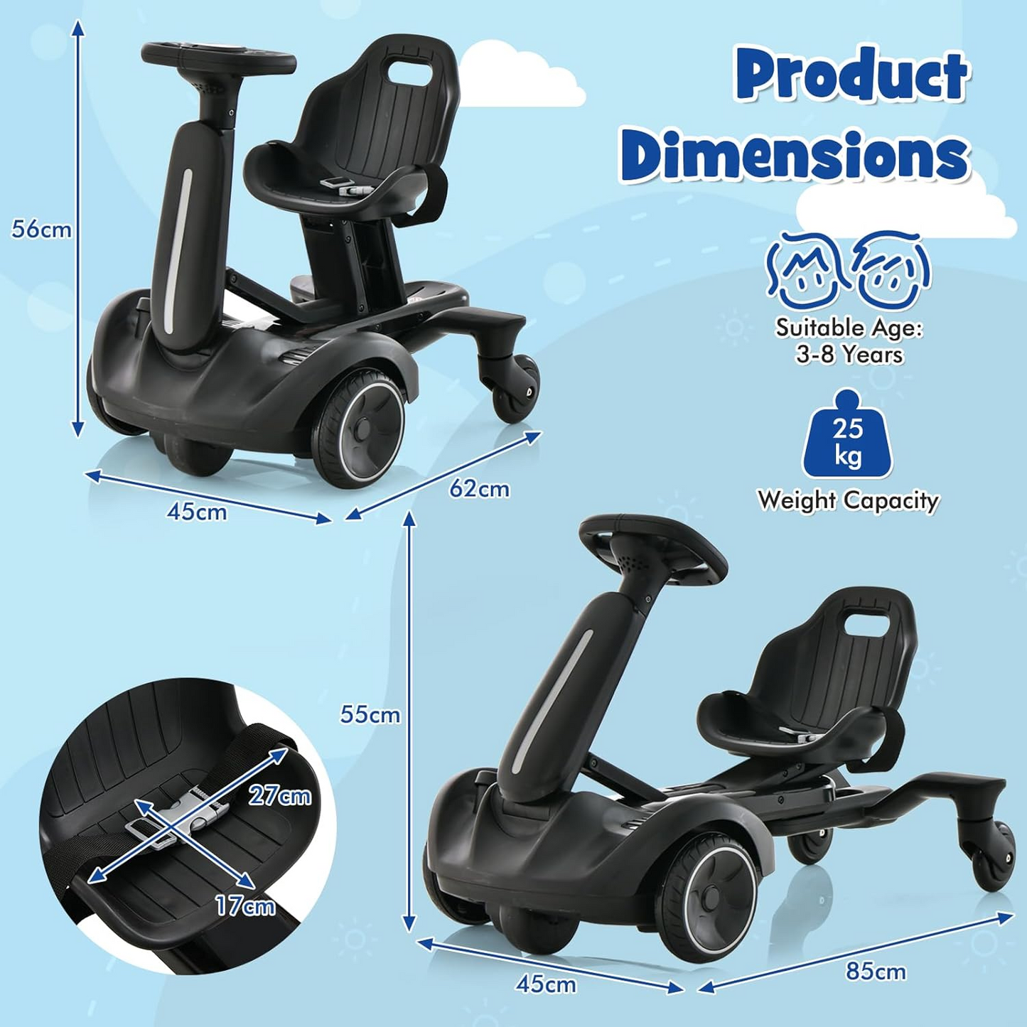Kids Electric Drift Car with 360° Spin
