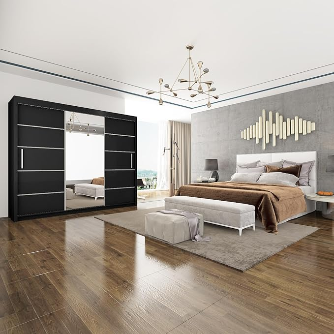 LISBON Modern 2 & 3 Mirror Sliding Door Wardrobe