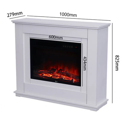 39" Electric Freestanding Fireplace with White Wooden Mantel