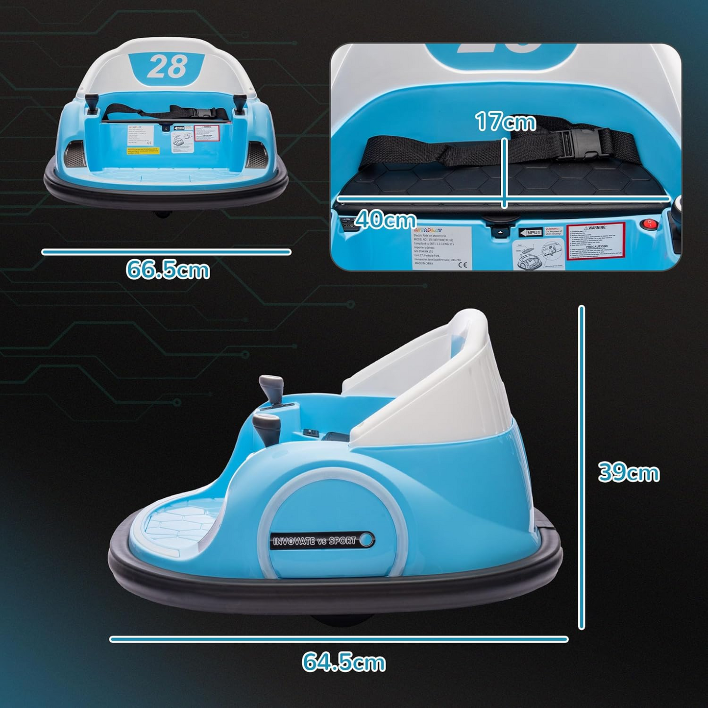 360 Degrees Rotation 12V Kids Bumper Car with Remote Control