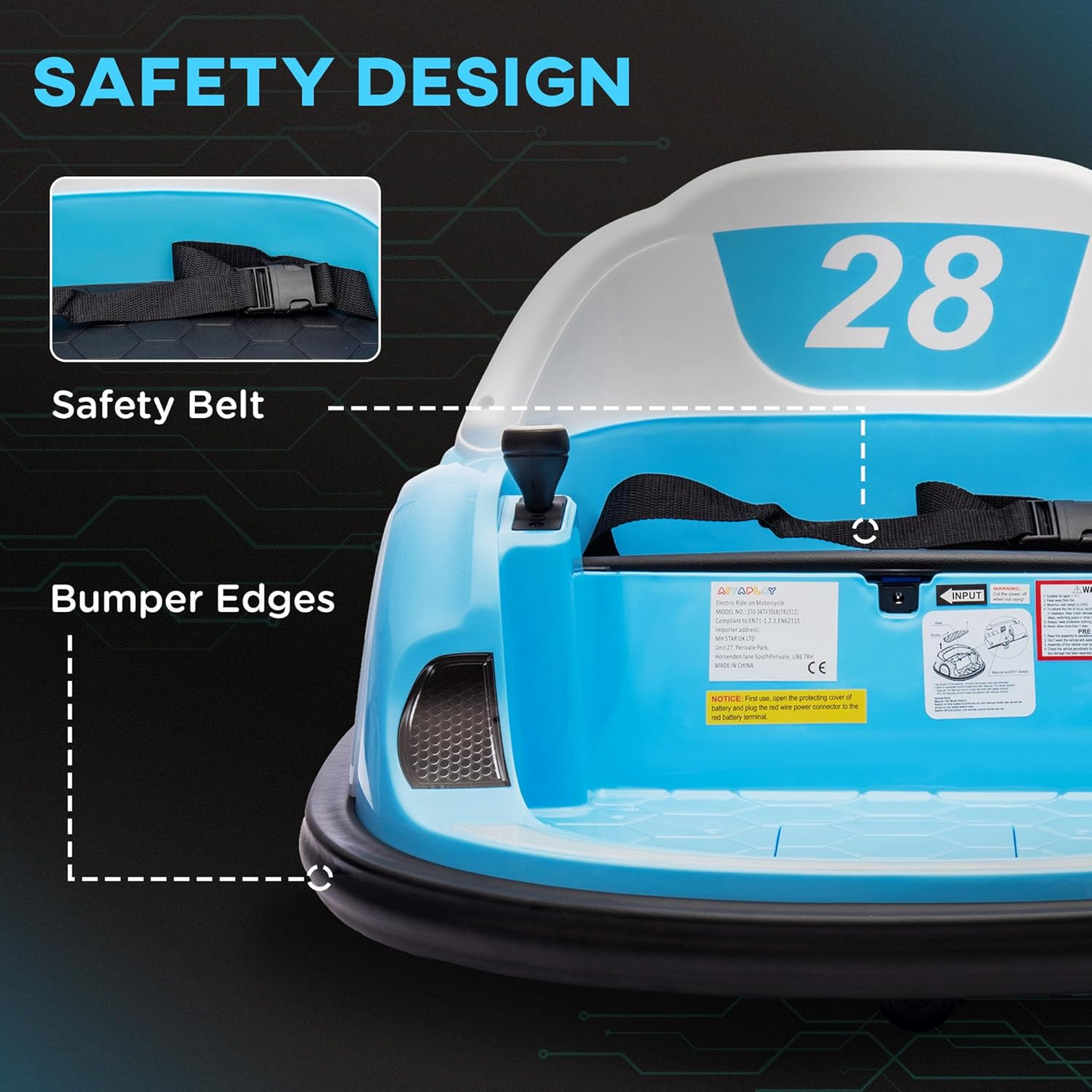 360 Degrees Rotation 12V Kids Bumper Car with Remote Control