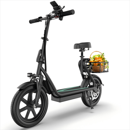 Electric Commuter Scooter with Seat & Basket