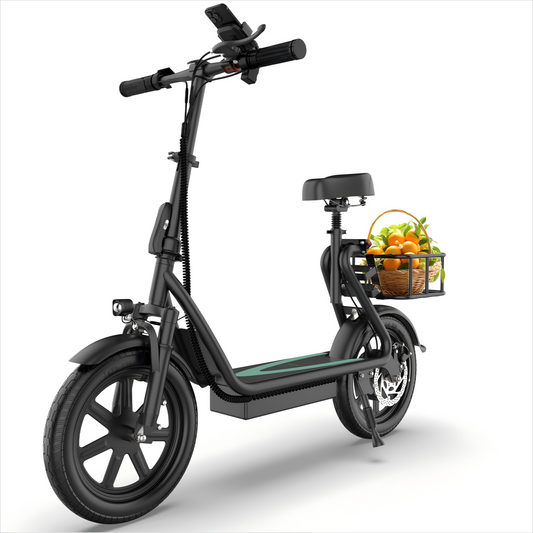 Electric Commuter Scooter with Seat & Basket