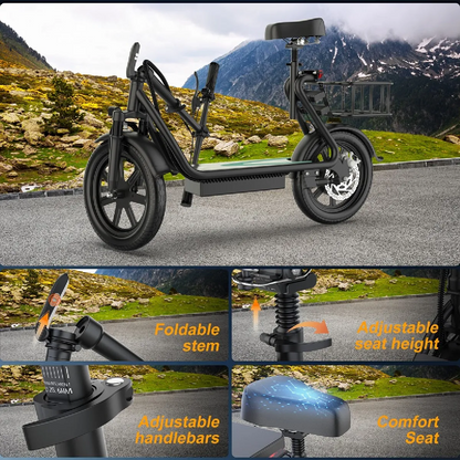 Electric Commuter Scooter with Seat & Basket